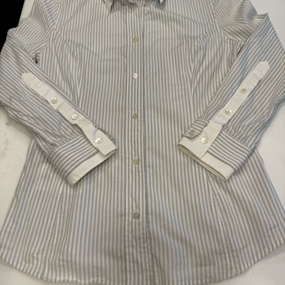 DOLCE GABBANA Womens Button Up Shirt Gray & White Stripes Size US 8 EU 44 - Picture 13 of 15